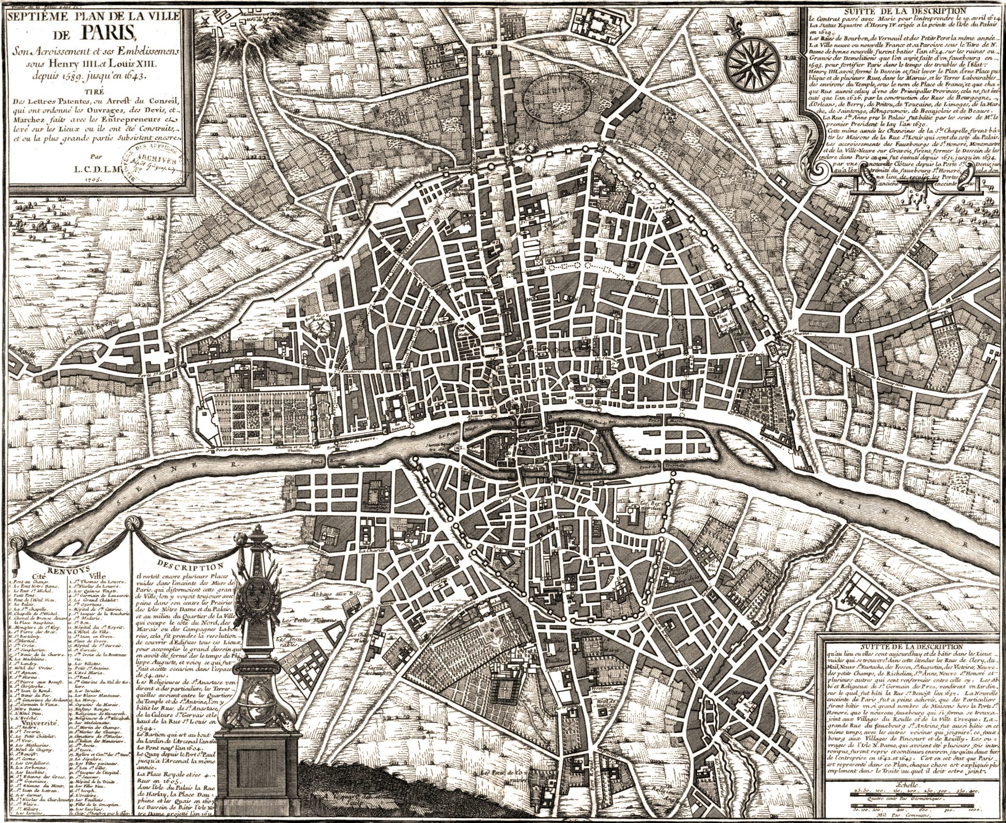 Old Map of Paris 1643